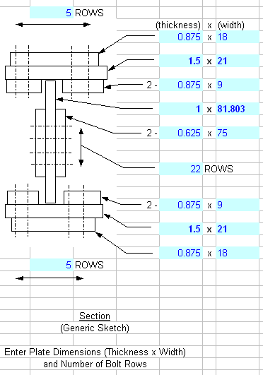 Steel plate girder splice cross-section view.